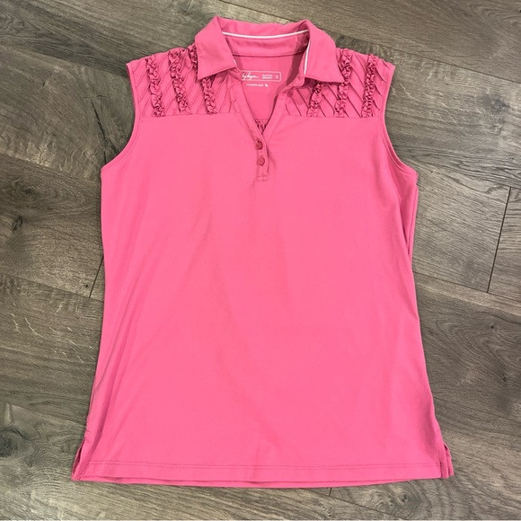 Lady Hagen Golf Polo Shirt Size S Small Pink Ruffle - Picture 1 of 5